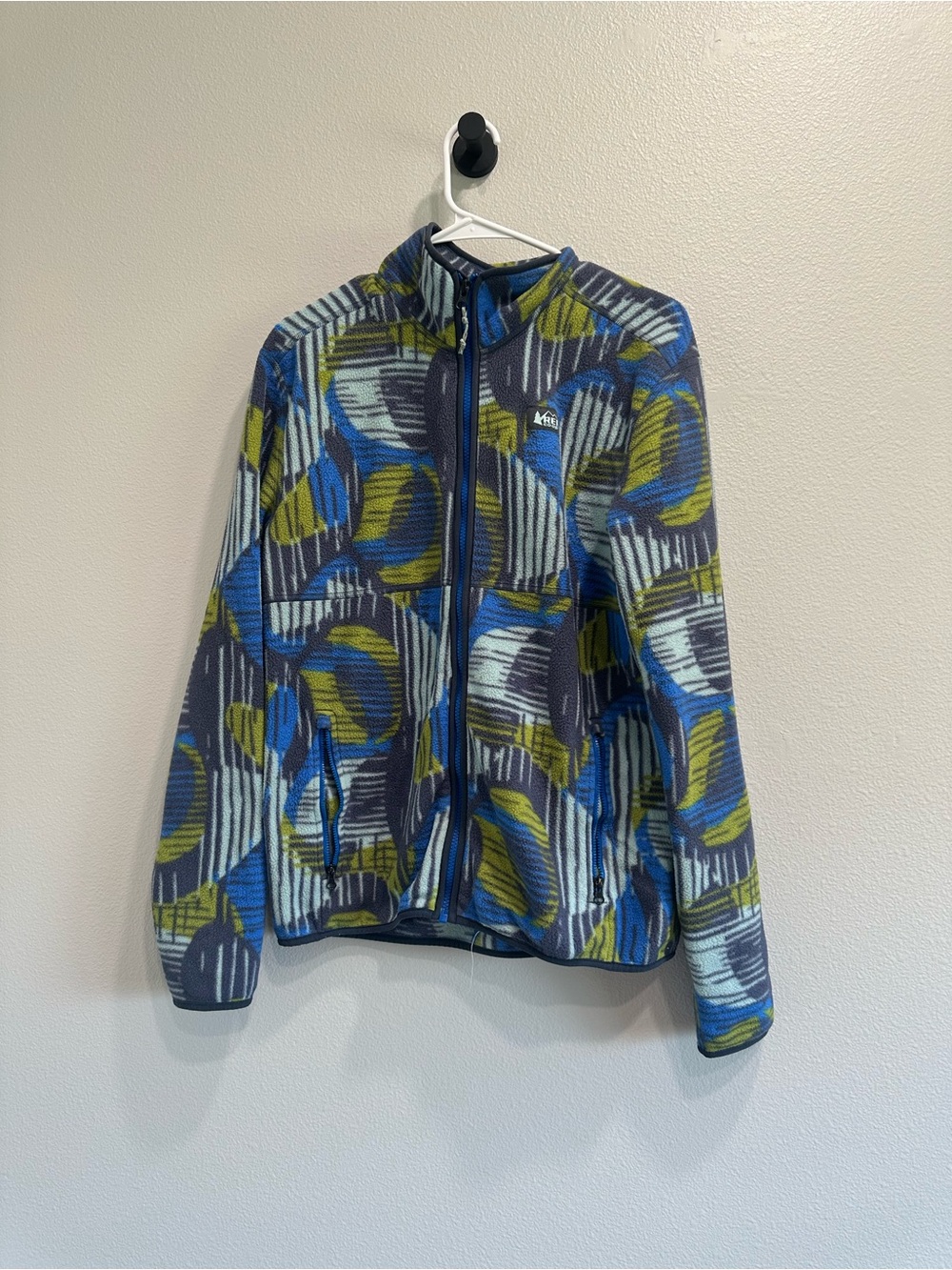 REI Co-op trailhead Patterned Blue & Green Fleece Zip Jacket,small,unisex